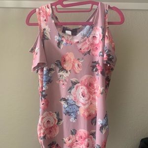 Pink floral blouse